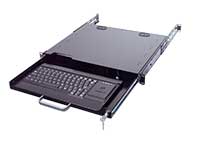 1U 14" Rackmount Sliding Shelf with Compact 83 Key Keyboard and trackball mouse